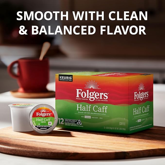 Folgers Half-Caff Medium Roast Coffee, 72 Keurig K-Cup Pods-DeskLoop Office