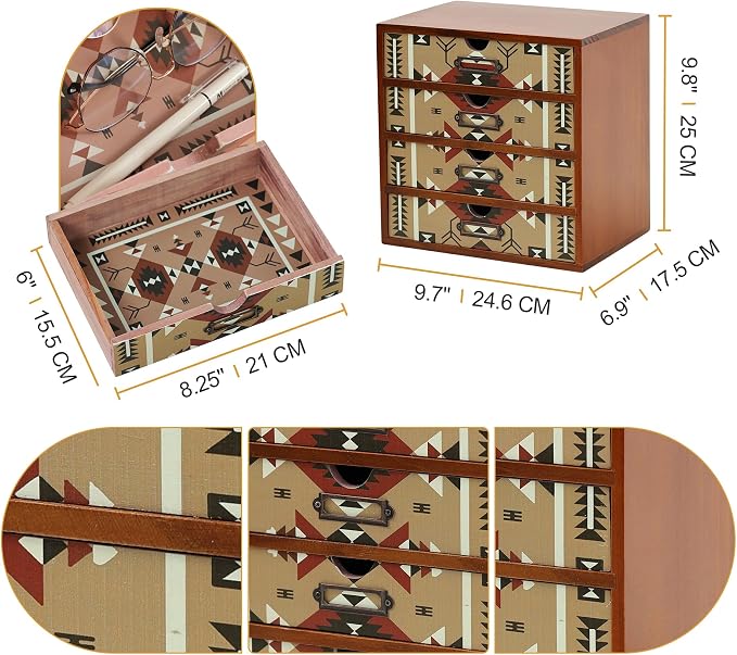 Boho Navajo Wooden Desk Organizer - Image 2