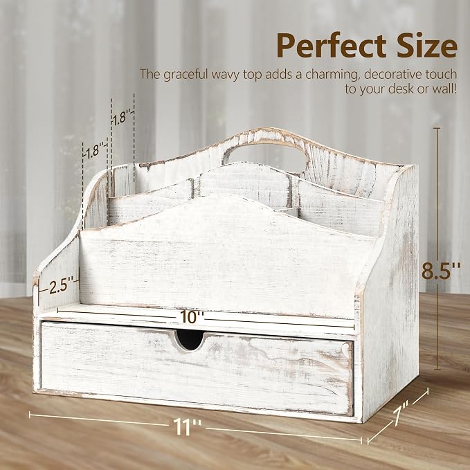 Pine Wooden Mail Organizer for Desk - Image 2