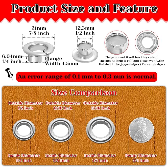643Pcs Grommet Tool Kit 1/2 Inch Eyelet Kit - Image 2