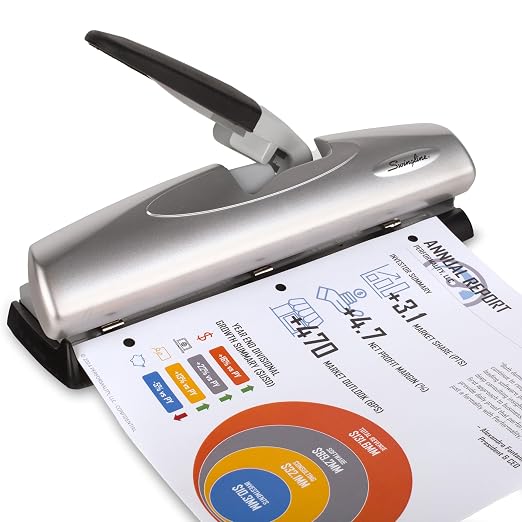 Swingline 3 Hole Punch, 20 Sheet Capacity Three Hole Puncher 3 Ring, Adjustable - Image 6