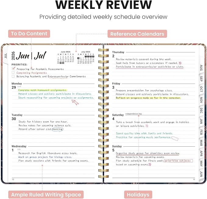 Planner 2026-2027, Hardcover Monthly and Weekly Academic Planner July 2026 - Image 3