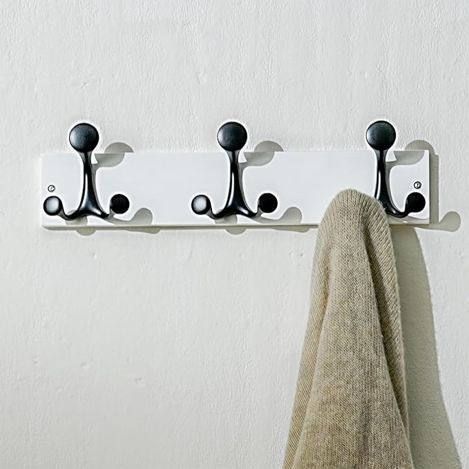 SKOLOO 17-Inch White Wood Coat Rack Wall Mount with 3 Triple Hooks - Ideal for Family Entrances, Classrooms, and Pet Supplies Storage - Perfect Coat Hooks for Wall-DeskLoop Office