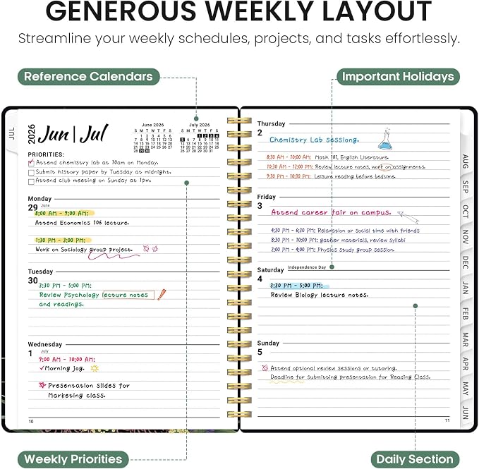 Planner 2026-2027, Academic Year Weekly and Monthly Calender Planner, from Jul - Image 3