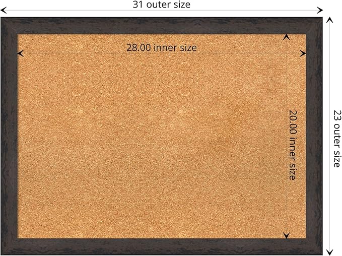 Amanti Art Natural Cork Board for Wall, 23x31 Vision Board with Black Wood Frame, Medium Corkboard Office Decor for Home Organization, Modern Contemporary Corkboard Pinboard to display items for home-DeskLoop Office