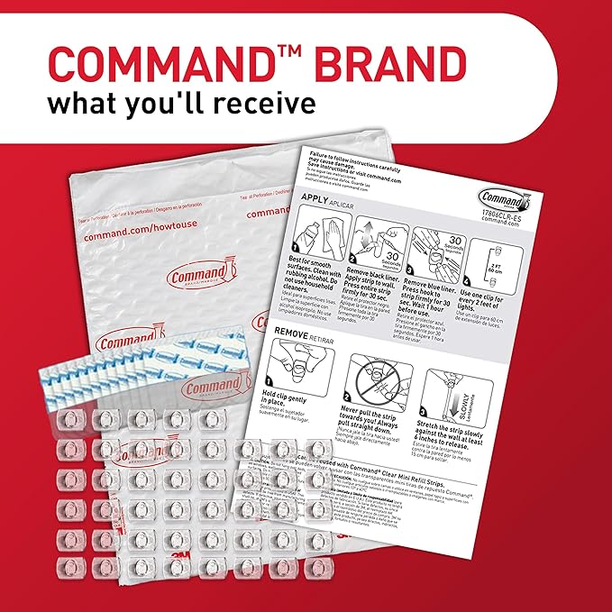 Command Clear Indoor Mini Light Clips Value Pack, 45 Clips, 54 Strips, - Image 3