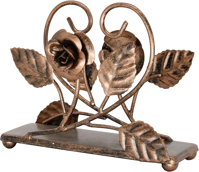 OwlGift Bronze Napkin Holder – Rose Design Metal Napkin Storage - Image 7