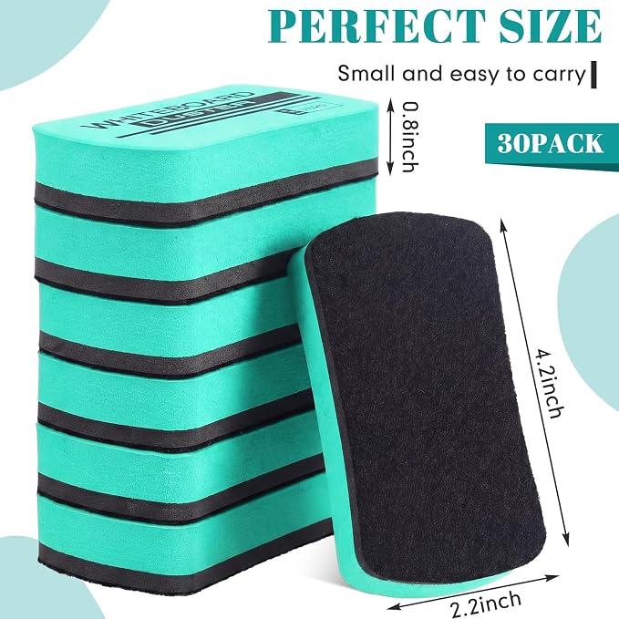 Outus 30 Pcs White Board Erasers Bulk Magnetic Dry Erase Erasers Assorted Color - Image 2