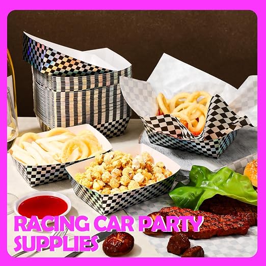 Geosar 100 Pcs Gingham Party Supplies Disposable Paper Food Trays Bulk - Image 4