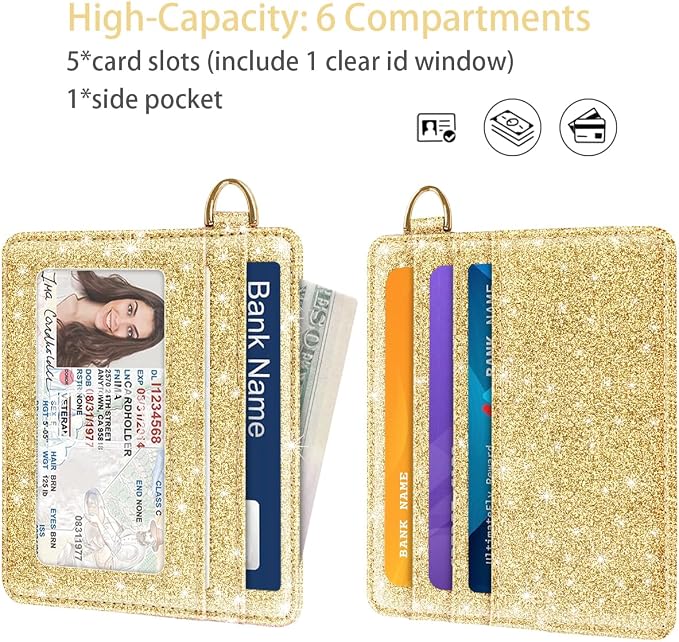 Slim Credit Card Holder Glitter Leather Small Wallet Women Thin Cards Holders - Image 2