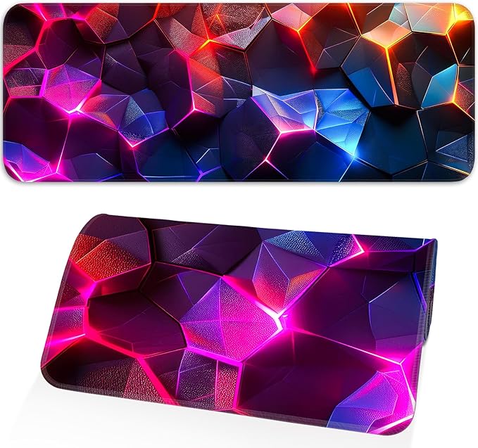 Gaming Mouse Pad, Geometric Design, Non-Slip Rubber Bottom, Stitched Edges by Unknown