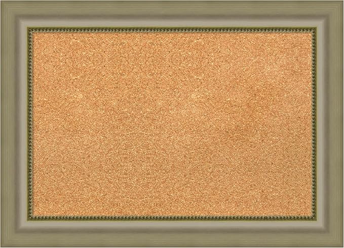 Amanti Art Natural Cork Board for Wall, 21x29 Vision Board with Silver Wood Frame, Medium Corkboard Office Decor for Home Organization, Traditional Corkboard Pinboard to Display Items for Home-DeskLoop Office