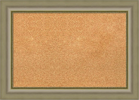 Amanti Art Natural Cork Board for Wall, 21x29 Vision Board with Silver Wood Frame, Medium Corkboard Office Decor for Home Organization, Traditional Corkboard Pinboard to Display Items for Home-DeskLoop Office