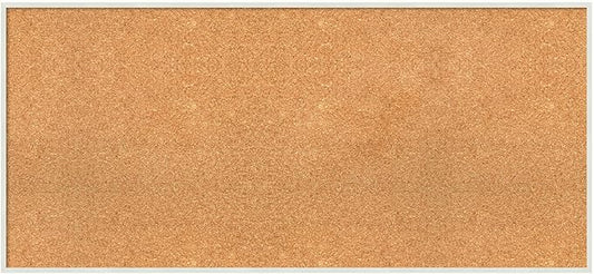 Amanti Art Natural Cork Board for Wall, 21x45 Vision Board with White Frame, Oversize Corkboard Office Decor for Home Organization, Modern Corkboard Pinboard to Display Items for Home Organization in-DeskLoop Office