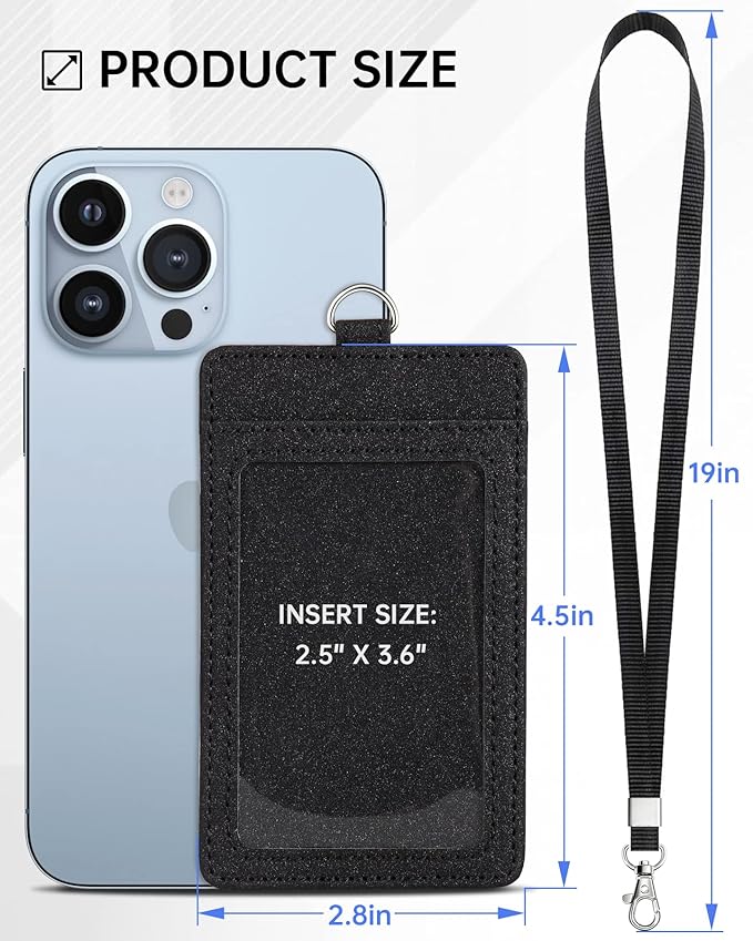 Teskyer Badge Holder with Lanyard, Leather ID Name Badge Card Holder with - Image 3