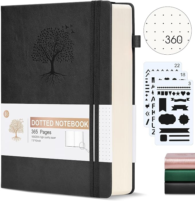 Dotted Journal Notebook, 360 Numbered Pages Bullet Dot Grid Journals, 100gsm by Ansopu