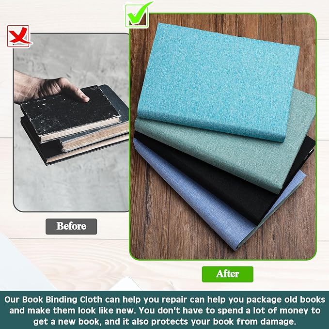 4 Pcs Book Cloth Bookcover Fabric Surface with Paper Backed Binding Cloth Fabric Book Cover for Scrapbooking Album DIY Craft Supplies Home, 4 Colors(Cool Color,14 x 10 Inches)-DeskLoop Office