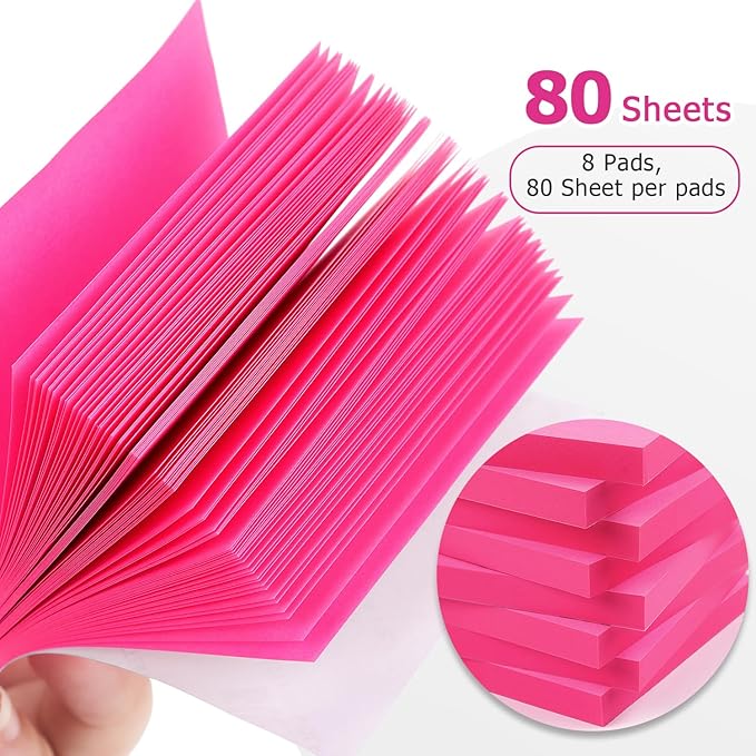 Sticky Notes 3x3 Self-Stick Notes Bright Colors Sticky Notes 8 Pads 80 Sheet/Pad - Image 4