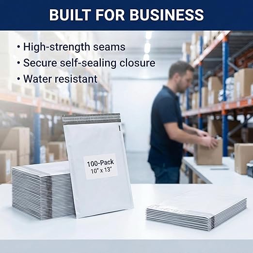 BOX USA Shipping Bags 10" x 13" White - Image 3