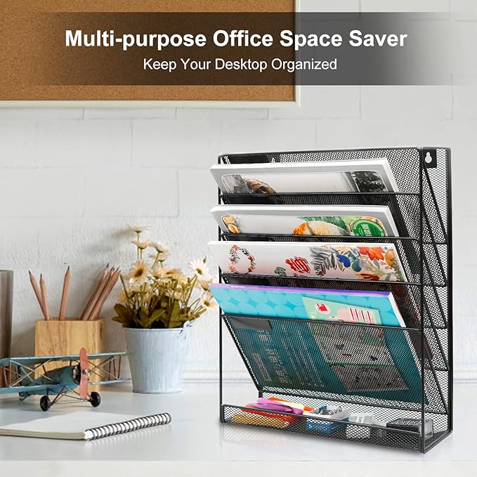 EasyPAG 5 Tier Wall File Holder, Mesh Hanging Folder Organizer - Image 6
