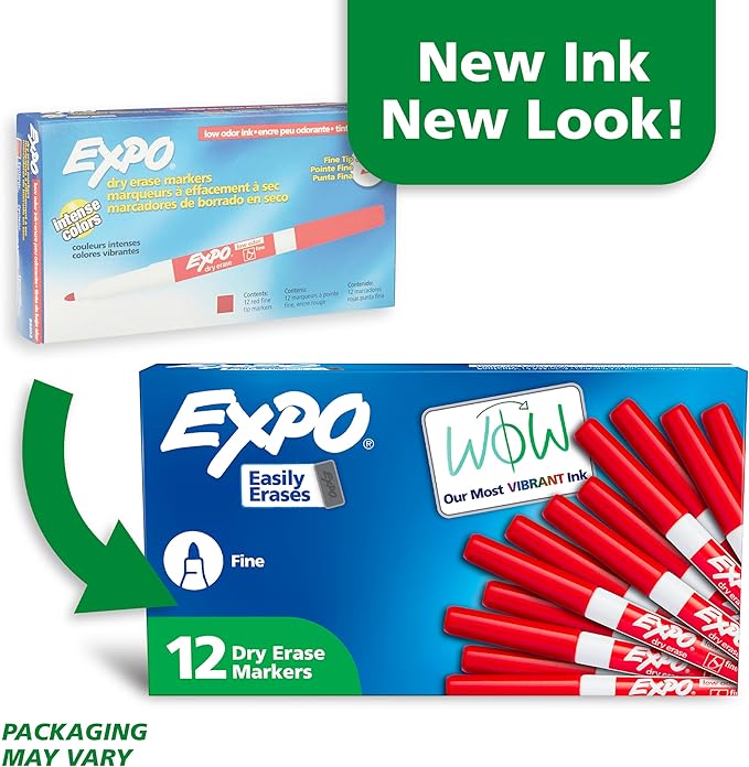 EXPO 86002 Sanford EXPO Low Odor Dry Erase Marker Fine Point Red Box of 12-DeskLoop Office