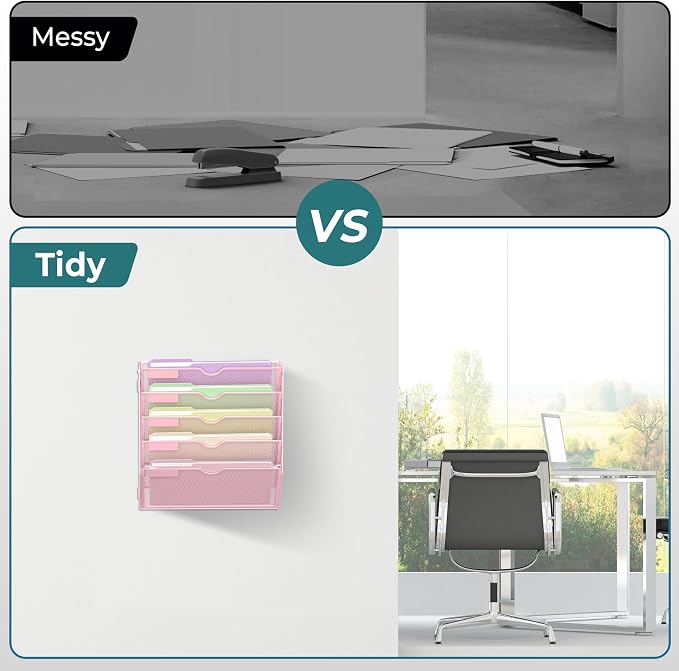 SUPEASY 5 Tier Wall File Organizer, Hanging Wall Mounted Mail Organizer - Image 6