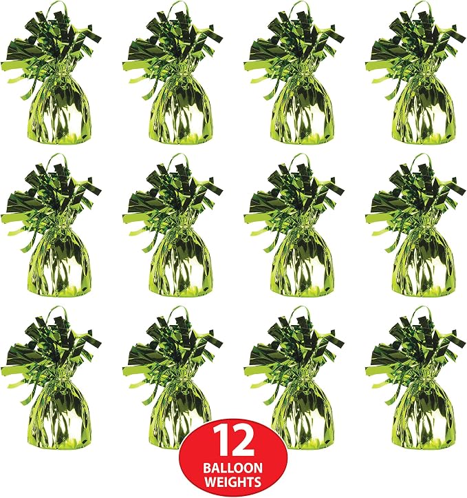 Beistle 50804-LG 12-Piece Light Green Metallic Wrapped Balloon Weights - Image 4