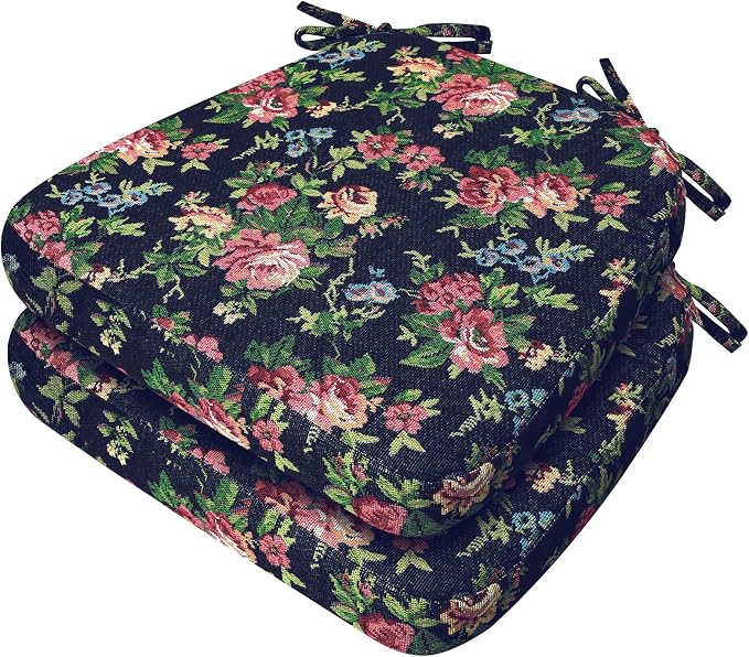 AAAAAcessories D-Shaped Chair Cushions, Machine-Washable Cover, Night-Blooming by AAAAAcessories