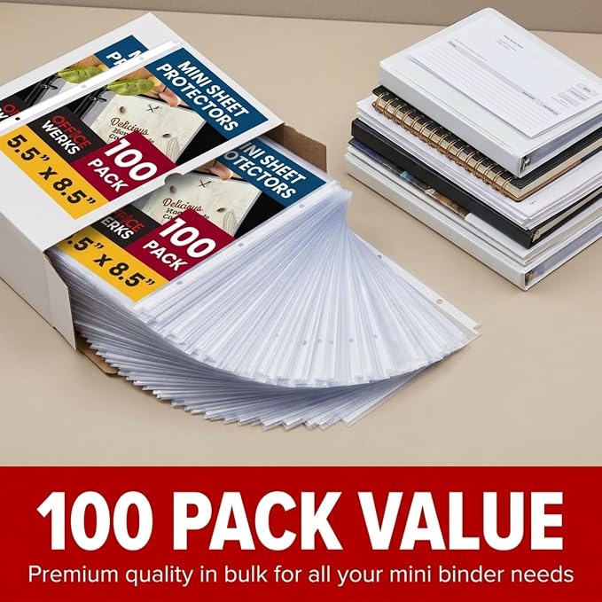 Sheet Protectors 5.5 x 8.5, 100 Pack Heavyweight Clear Mini Page Protectors - Image 3