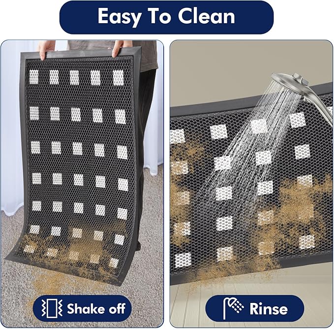 Front Door Mat Indoor/Outside Entrance 35"x24" Waterproof,Rubber Heavy Duty Outdoor Rug for Back Door Dirt Trapping,All Weather Entryway Mat,Black and White-DeskLoop Office