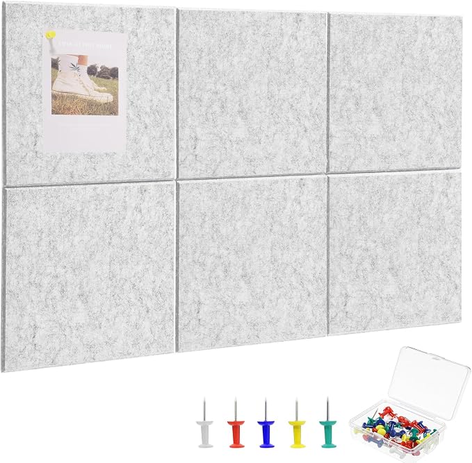 Thboxes Large Cork Board 28" x 19", 6 Pack Felt Wall Tiles by Thboxes