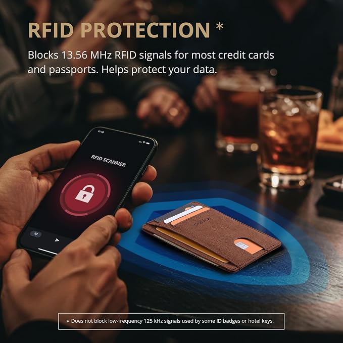 Buffway Slim Minimalist Front Pocket RFID Blocking Leather Wallets - Image 6