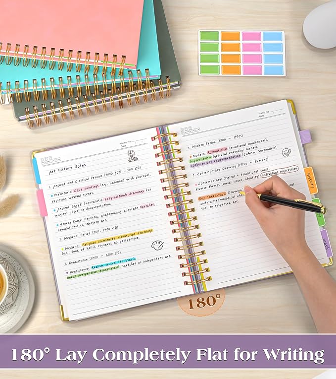 Spiral Notebook Journal with Removable Dividers Tabs, 300 Pages Hardcover - Image 6