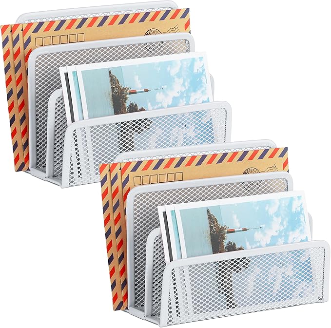 EASEPRES Desk Mail Organizer, Office Small Desktop Metal Mesh Envelope Letter by EASEPRES