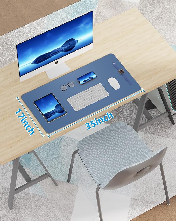 Leather Desk Pad Blotter, Mouse Pad, Office Desk Mat, Non-Slip PU Leather Desk - Image 7