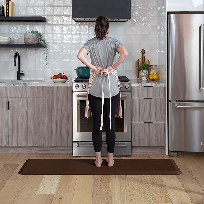 GelPro Anti Fatigue Nonslip Mat: Hard Floor Utility Mats for Garage, Patio and Kitchen - 20" x 72" x .5" - Leather Grain Truffle-DeskLoop Office