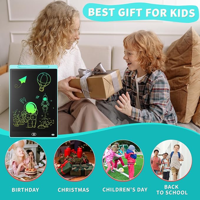 Genialba LCD Writing Board 12 Inches, Colourful Electronic Tablet, Portable - Image 6
