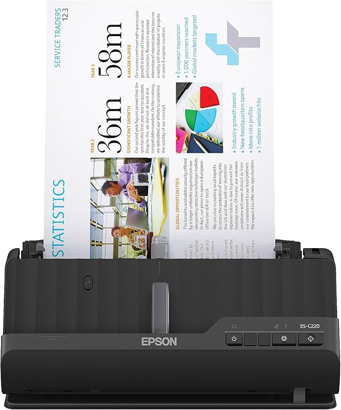 Epson Workforce ES-C220 Compact Desktop Document Scanner with 2-Sided Scanning and Auto Document Feeder (ADF) for PC and Mac-DeskLoop Office