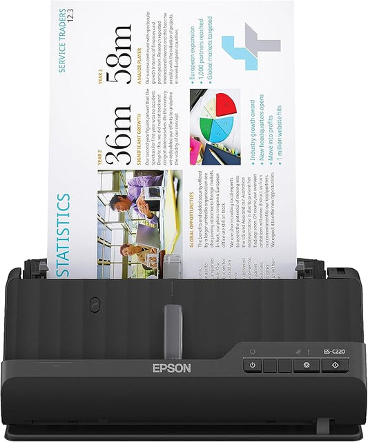 Epson Workforce ES-C220 Compact Desktop Document Scanner with 2-Sided Scanning and Auto Document Feeder (ADF) for PC and Mac-DeskLoop Office