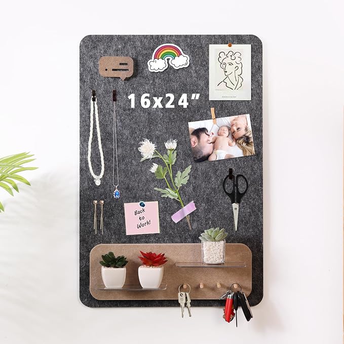 LIYAOLI Cute Boho Desk Accessories Decorative Felt Bulletin Board, 16 x 24 Inch - Image 7