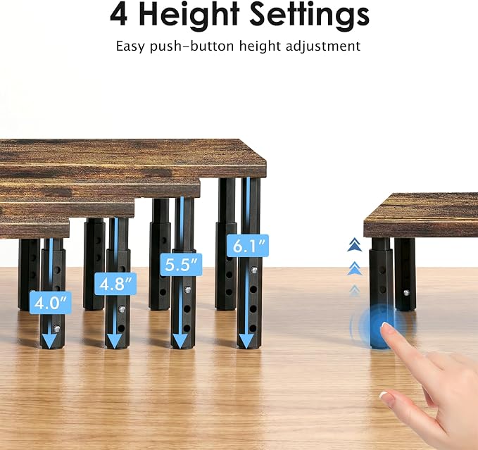 ECOLOVI Adjustable Wood Computer Monitor Stand Riser, Office Desk Organizer and - Image 2