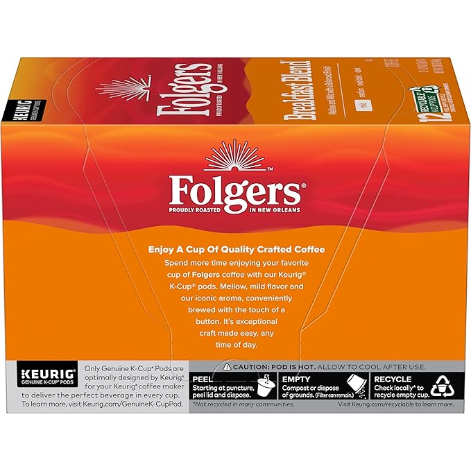 Folgers Breakfast Blend Mild Roast Coffee, 72 Keurig K-Cup Pods-DeskLoop Office
