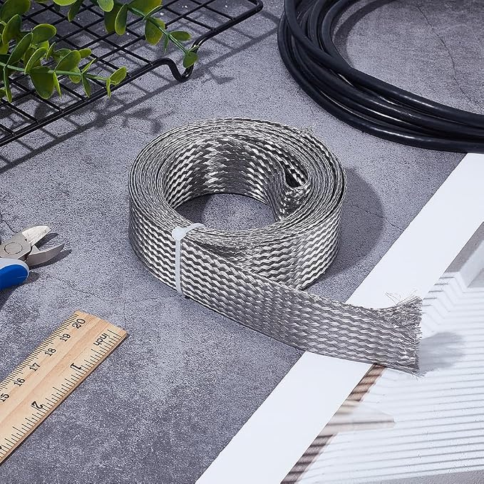 UNICRAFTALE 9.84ft 1.18" W Braided Sleeving Braid Stainless Steel Cable Wire - Image 4