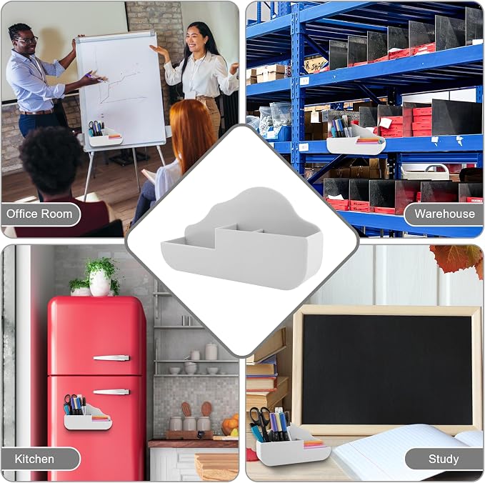 KITANIS Cloud Style 3 Compartment Magnetic Dry Erase Marker Holder, Pen Pencil - Image 7