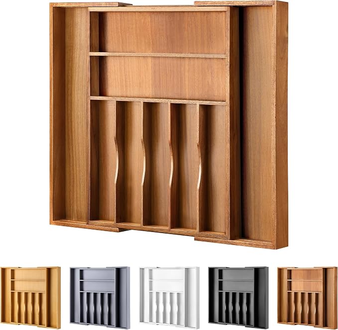 oridom Large Premium Acacia Silverware Organizer by oridom