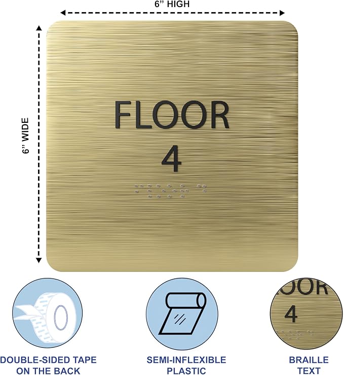 Red ADA Floor 4 Sign with Braille – Made from Durable Acrylic and Ready to Mount - Image 3