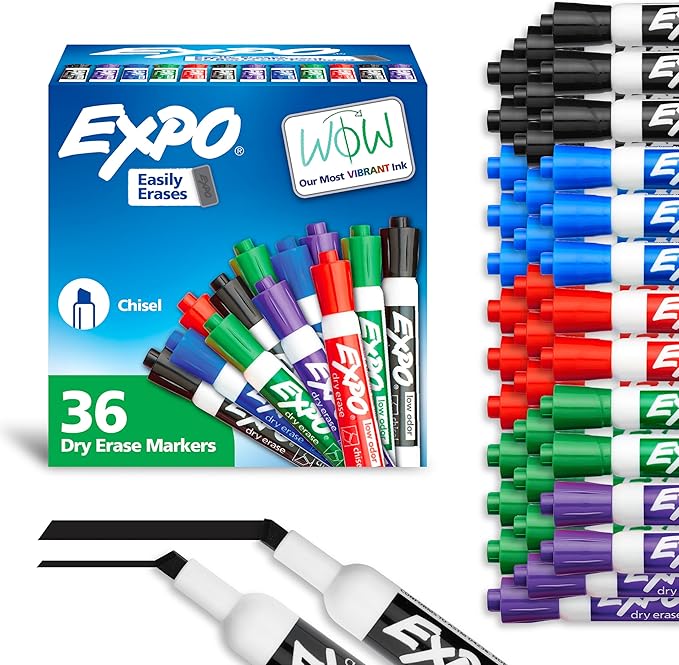 EXPO Dry Erase Markers, Low Odor Ink, Chisel Tip by Unknown