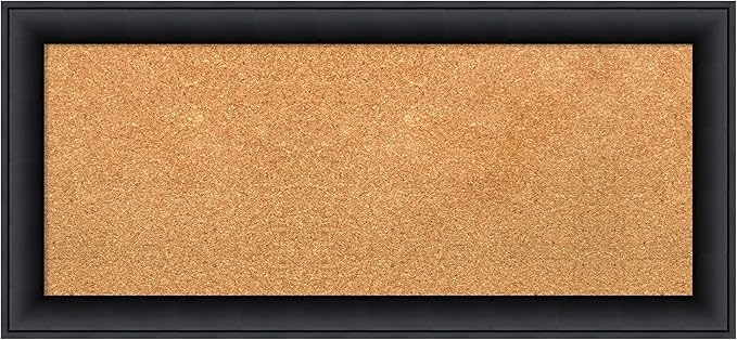 Amanti Art Natural Cork Board for Wall, 15x33 Vision Board with Black Wood Frame, Medium Corkboard Office Decor for Home Organization, Modern Contemporary Corkboard Pinboard to display items for home-DeskLoop Office