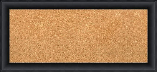 Amanti Art Natural Cork Board for Wall, 15x33 Vision Board with Black Wood Frame, Medium Corkboard Office Decor for Home Organization, Modern Contemporary Corkboard Pinboard to display items for home-DeskLoop Office