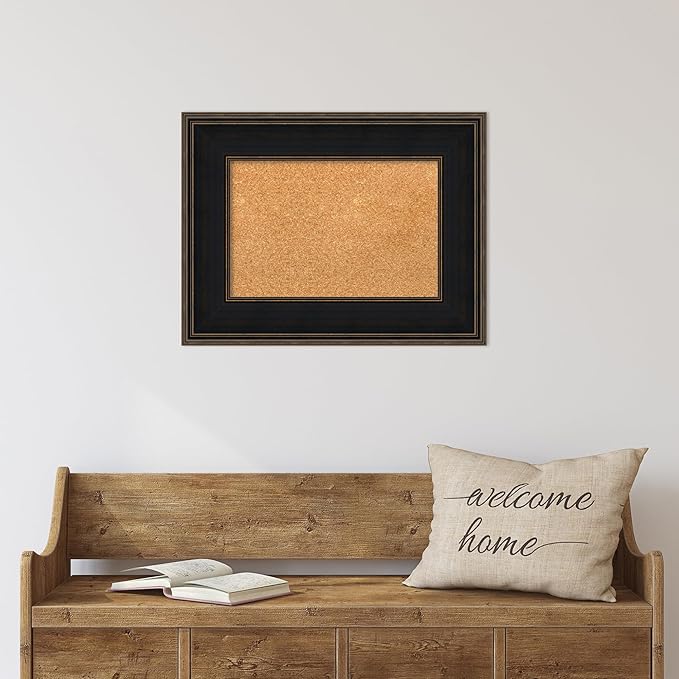 Amanti Art Natural Cork Board for Wall, 20x26 Vision Board with Brown Wood Frame, Small Corkboard Office Decor for Home Organization, Casual Corkboard Pinboard to Display Items for Home Organization-DeskLoop Office